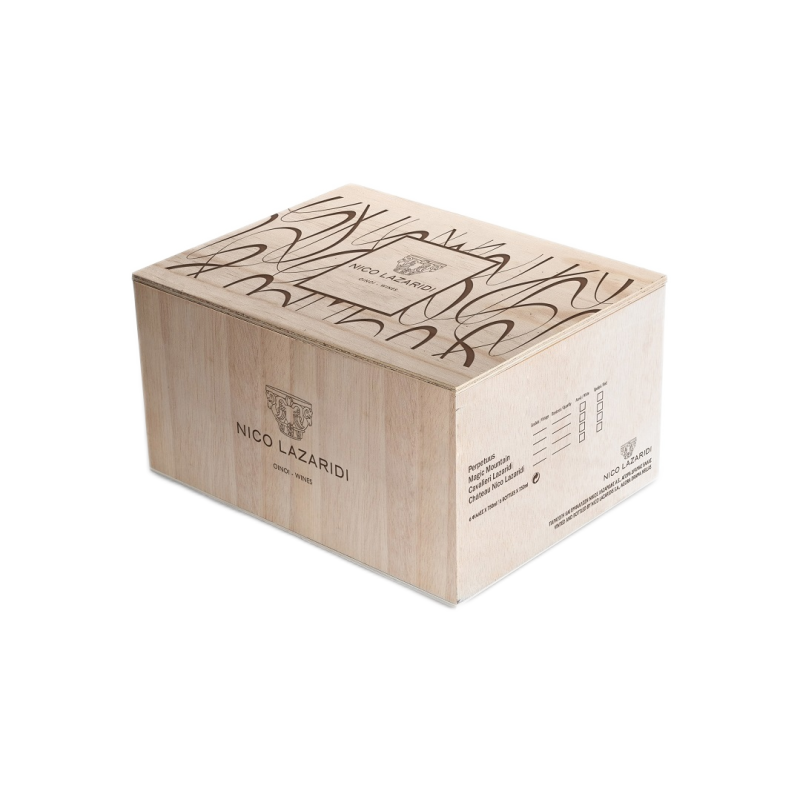 a wooden box for 6 bottles
