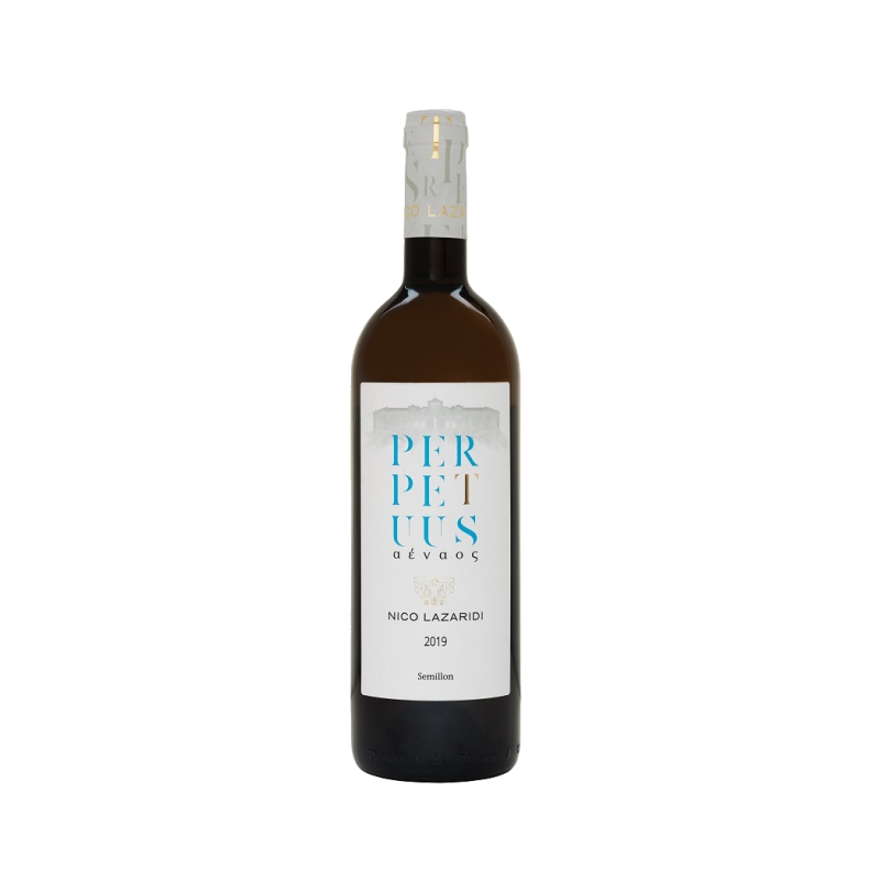 A bottle of Perpetuus White 2019
