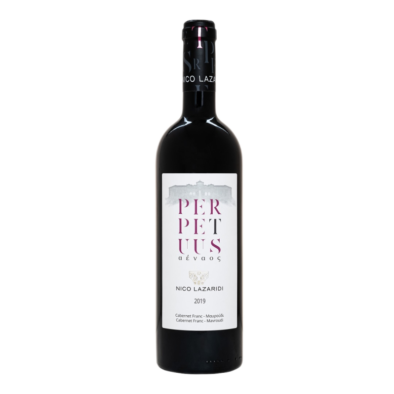 A bottle of Perpetuus Red 2019 by Nico Lazaridi